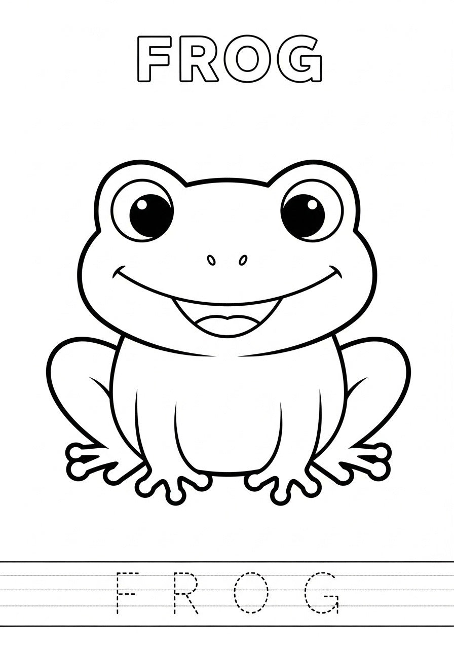 Farm Animals – Learn & Trace – Printable Coloring Book for Kids (PDF)
