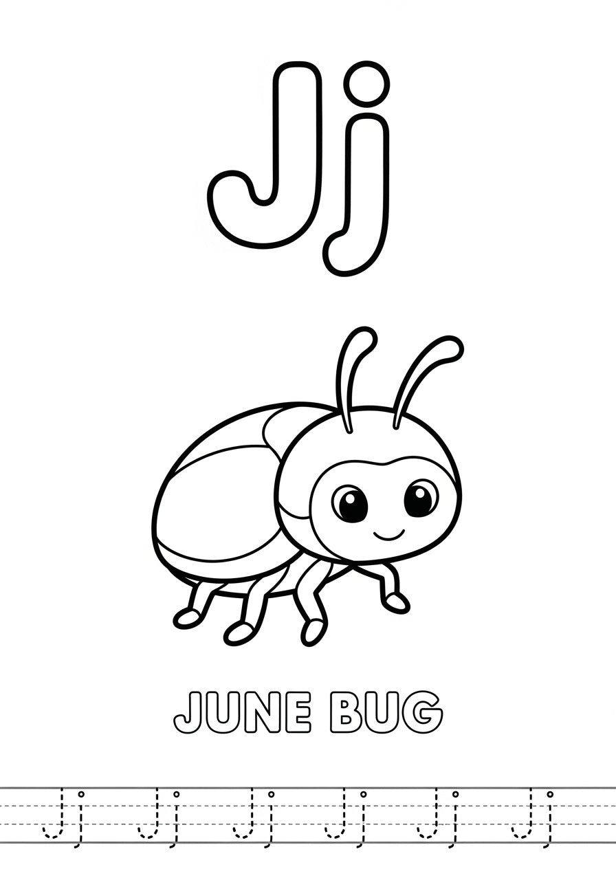 Busy Bugs Alphabet A–Z – Printable Coloring Book for Kids (PDF)