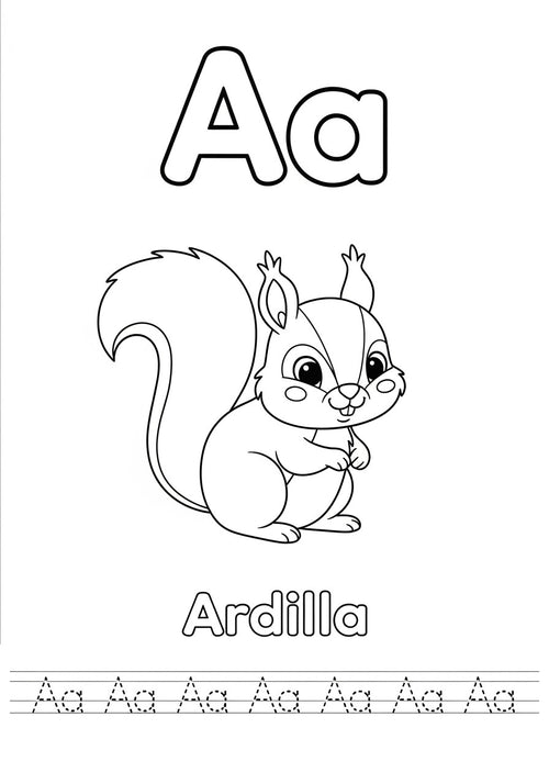 Abecedario de Animales A-Z - Libro para colorear imprimible para niños (PDF)