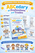 ABCedary of Professions and Trades – Printable Coloring Book for Kids (PDF)