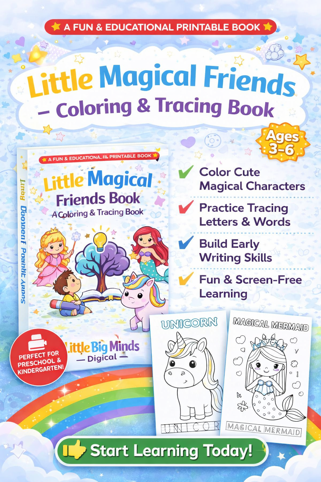 Little Magical Friends – Printable Coloring Book for Kids (PDF)