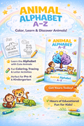 Animal Alphabet A–Z – Printable Coloring Book for Kids (PDF)